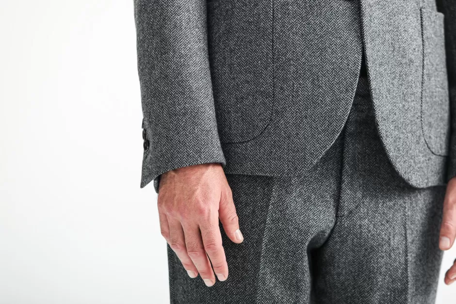 Store Drapeau Noir Blazer Laine Mérinos Moon Chevrons Gris