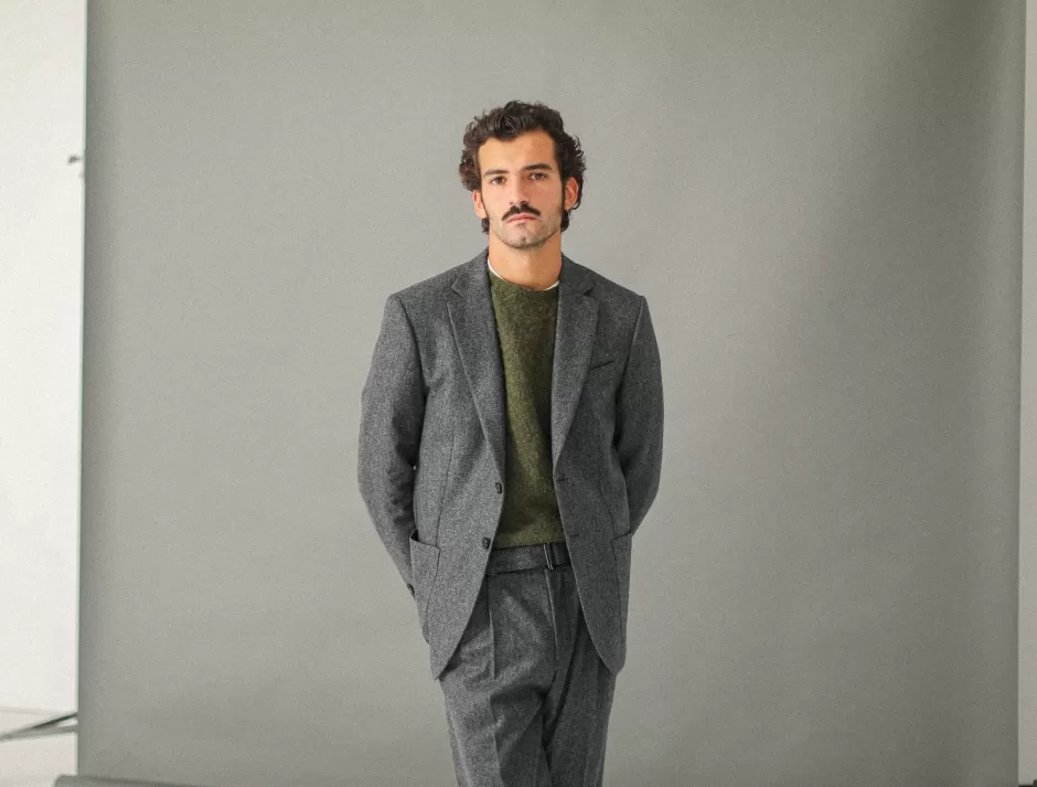 Cheap Drapeau Noir Blazer Semi-Entoilé Flanelle Grise Dark Grey
