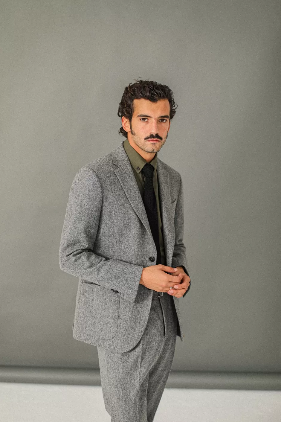 Clearance Drapeau Noir Blazer semi-entoilé flanelle light Grey