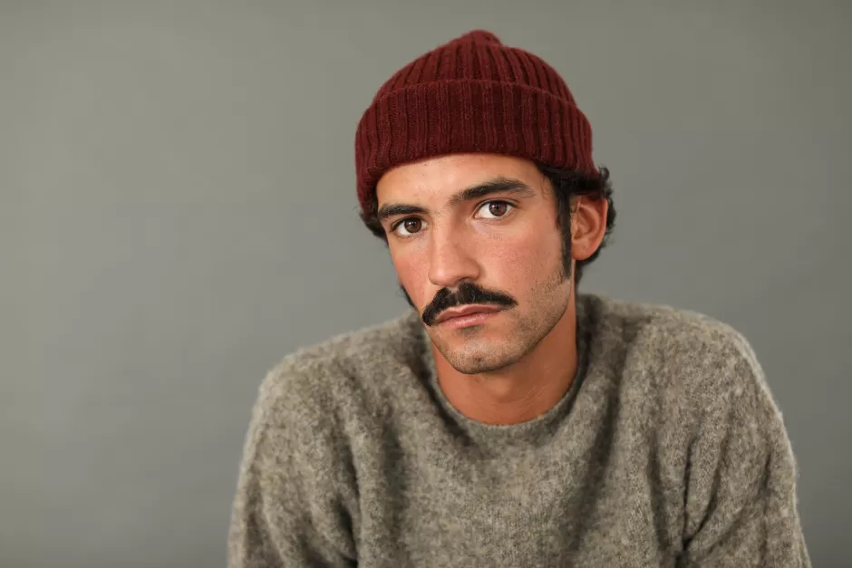 Shop Drapeau Noir Bonnet Laine & Alpaga Bordeaux