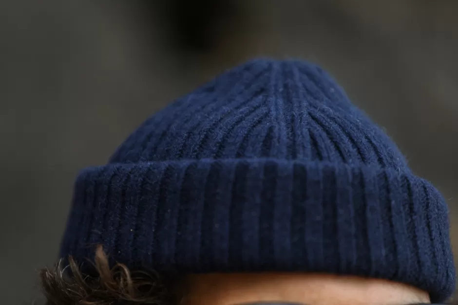 Fashion Drapeau Noir Bonnet Laine & Alpaga Navy