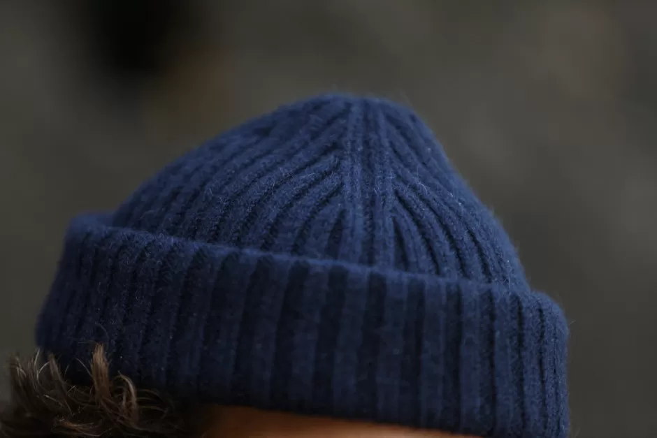 Fashion Drapeau Noir Bonnet Laine & Alpaga Navy