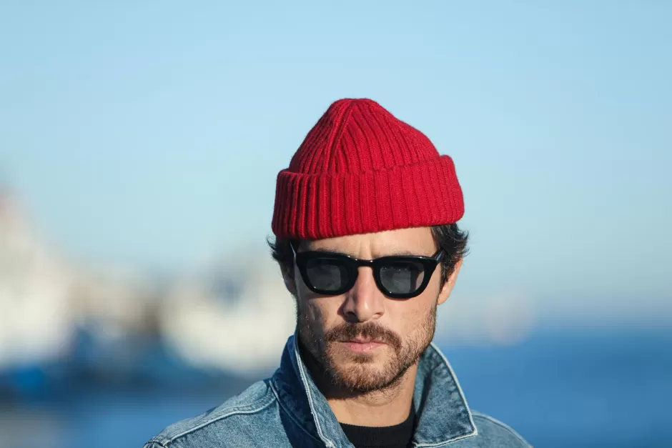 New Drapeau Noir Bonnet laine & alpaga Rouge