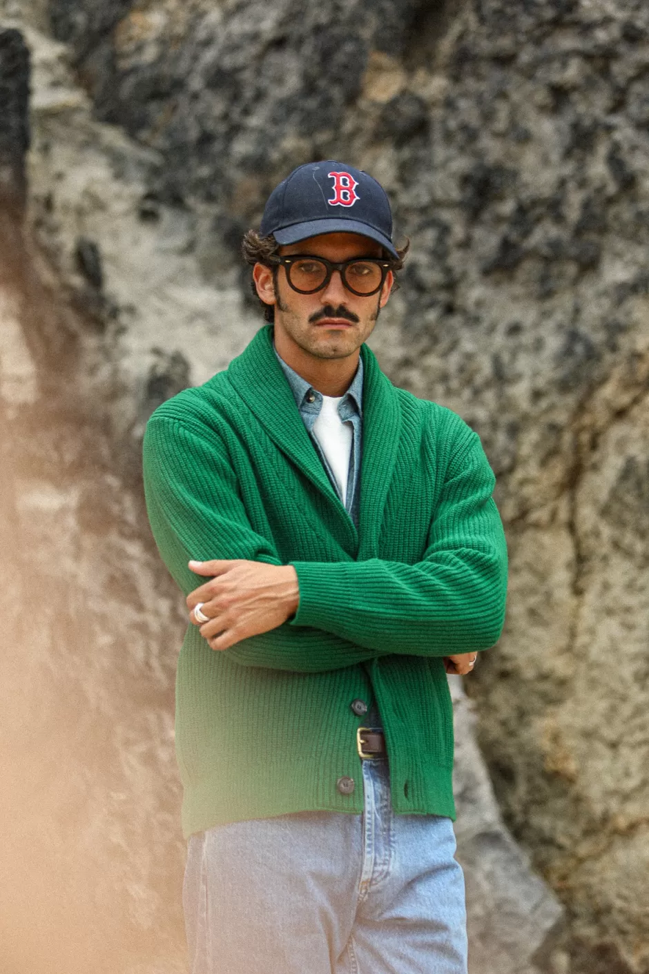 Cheap Drapeau Noir Cardigan Lambswool Green