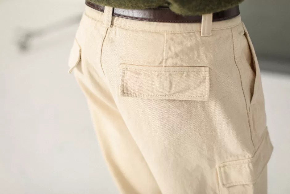 Fashion Drapeau Noir Cargo Pant - Comfort Fit Crème