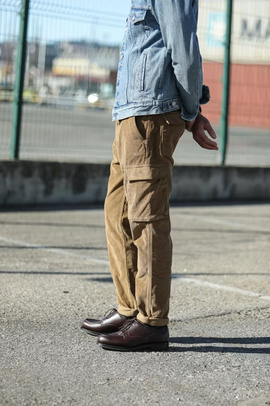 Sale Drapeau Noir Cargo Pants Velours Beige
