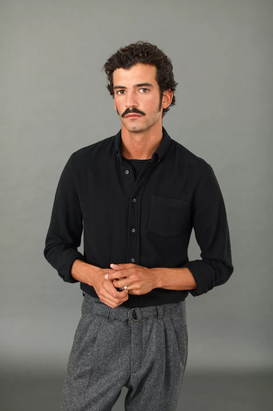New Drapeau Noir Chemise Flanelle e - Fit Classique Noir
