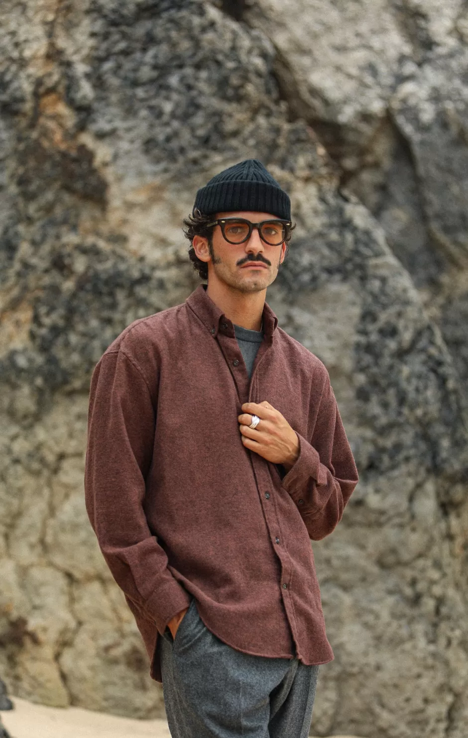 New Drapeau Noir Chemise Flanelle Rouille - Modern Fit Rust