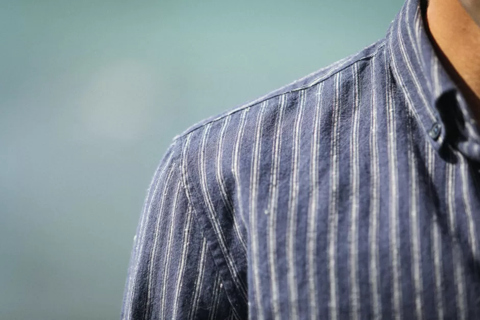 Clearance Drapeau Noir Chemise Japan Stripes - Retro Fit Stripes Navy