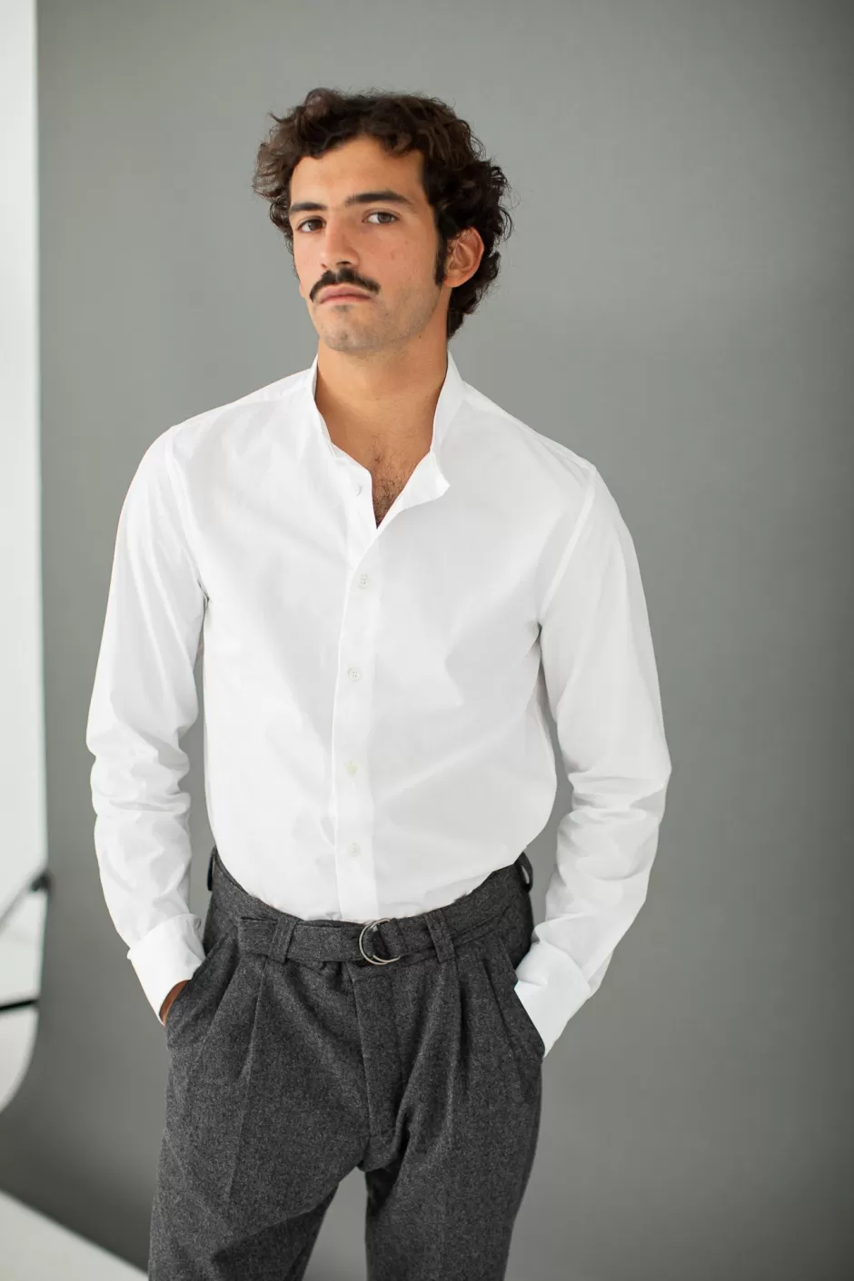 Online Drapeau Noir Chemise Oxford - Col Inversé Blanc
