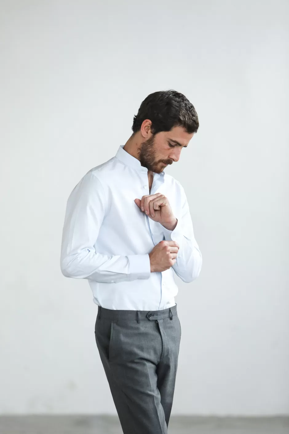 Cheap Drapeau Noir Chemise Oxford Col Officier Bleu ciel Light Blue