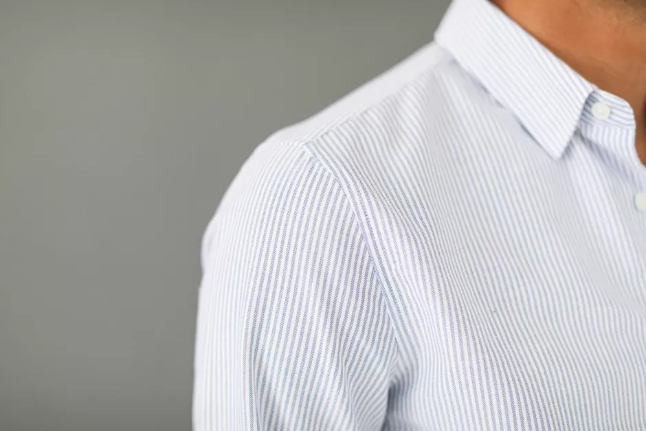 Discount Drapeau Noir Chemise Oxford Rayée Bleue - Fit Classic Stripes Blue