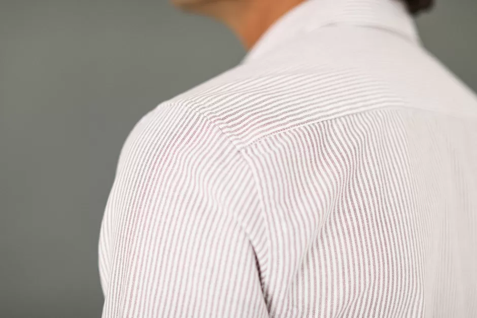 Hot Drapeau Noir Chemise Oxford Rayée Bordeaux - Fit Classic Stripes Bordeaux