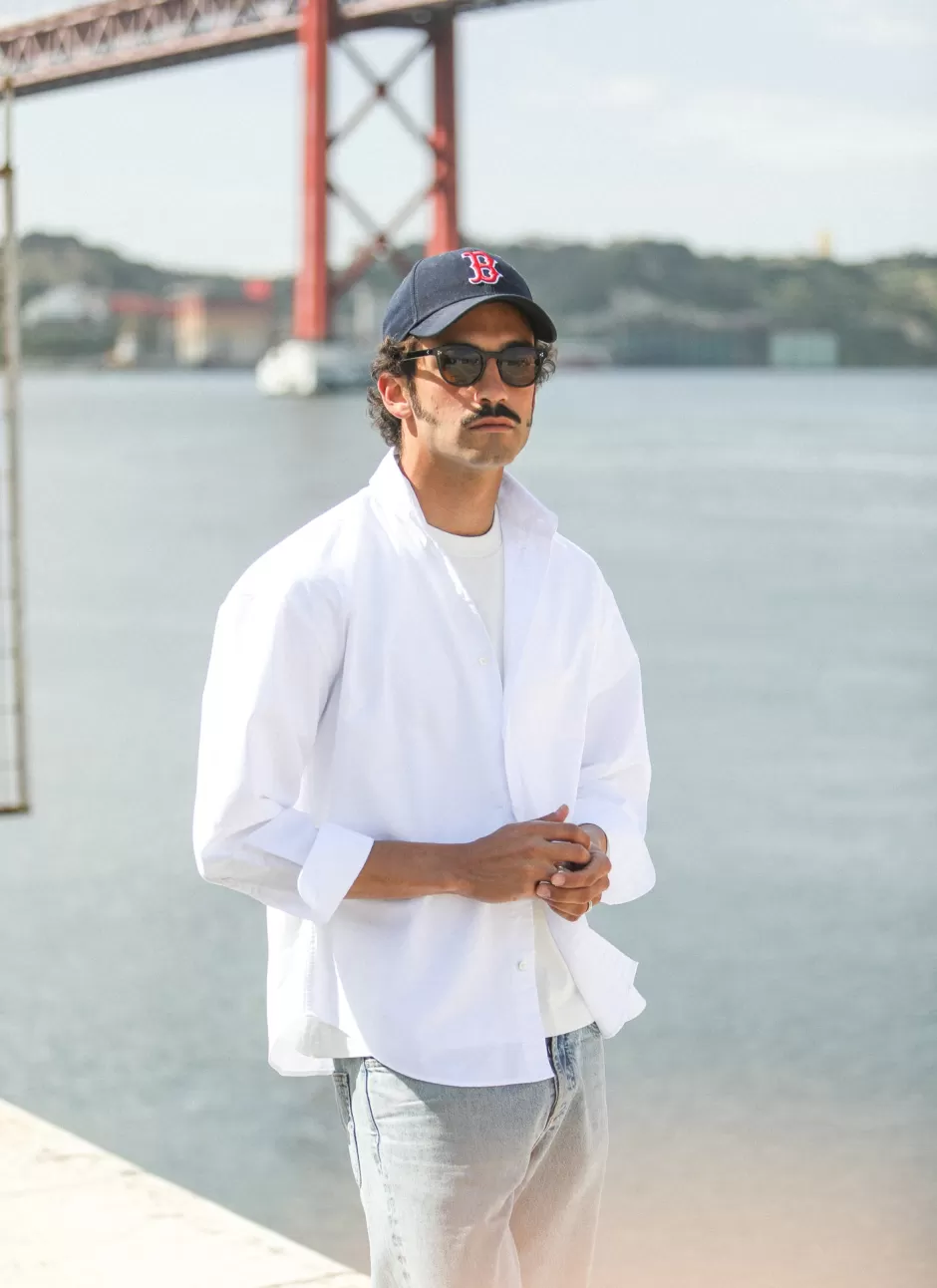 Shop Drapeau Noir Chemise Oxford - Modern Fit White