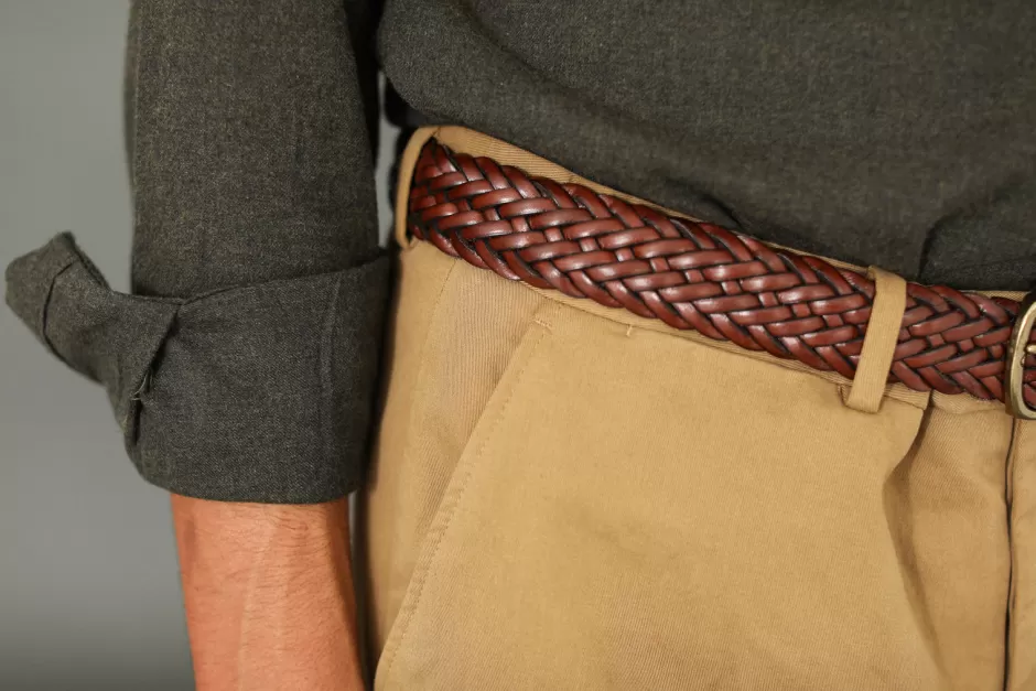 Fashion Drapeau Noir Chino Ajusté Camel