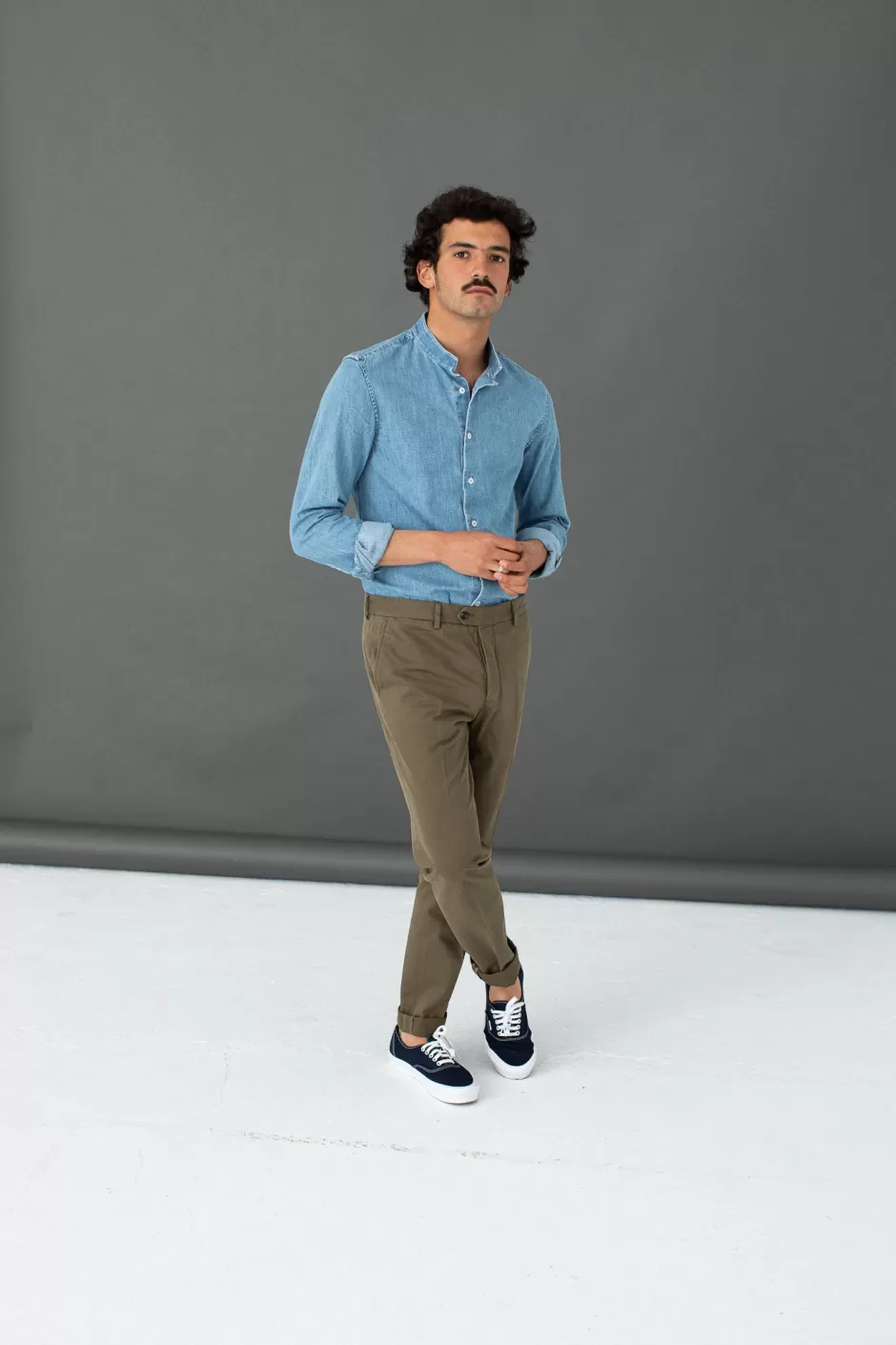 Outlet Drapeau Noir Chino Twill italien - Coupe ajusté Khaki