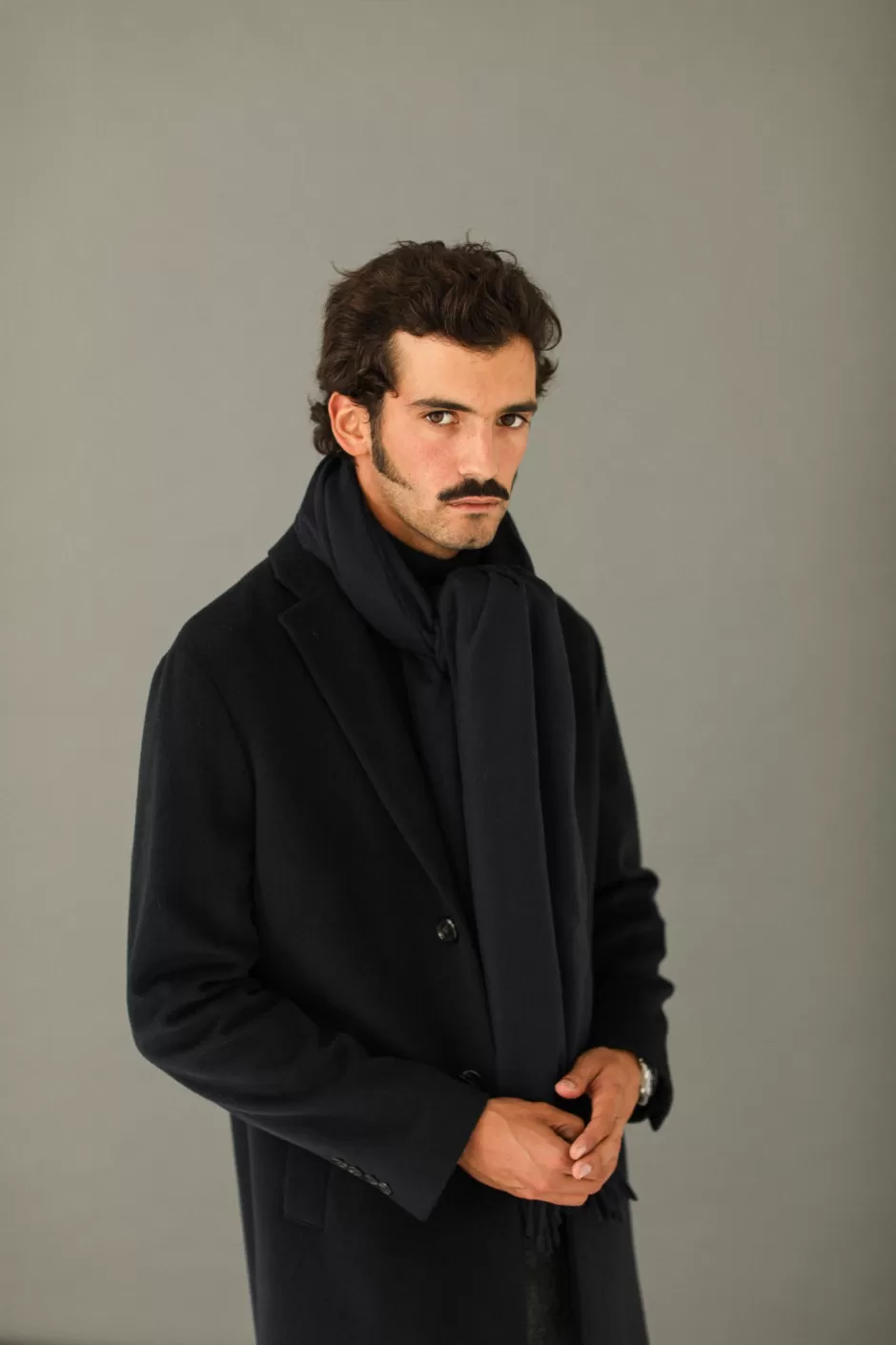 Online Drapeau Noir Echarpe Oversize Lambswool Marine Navy