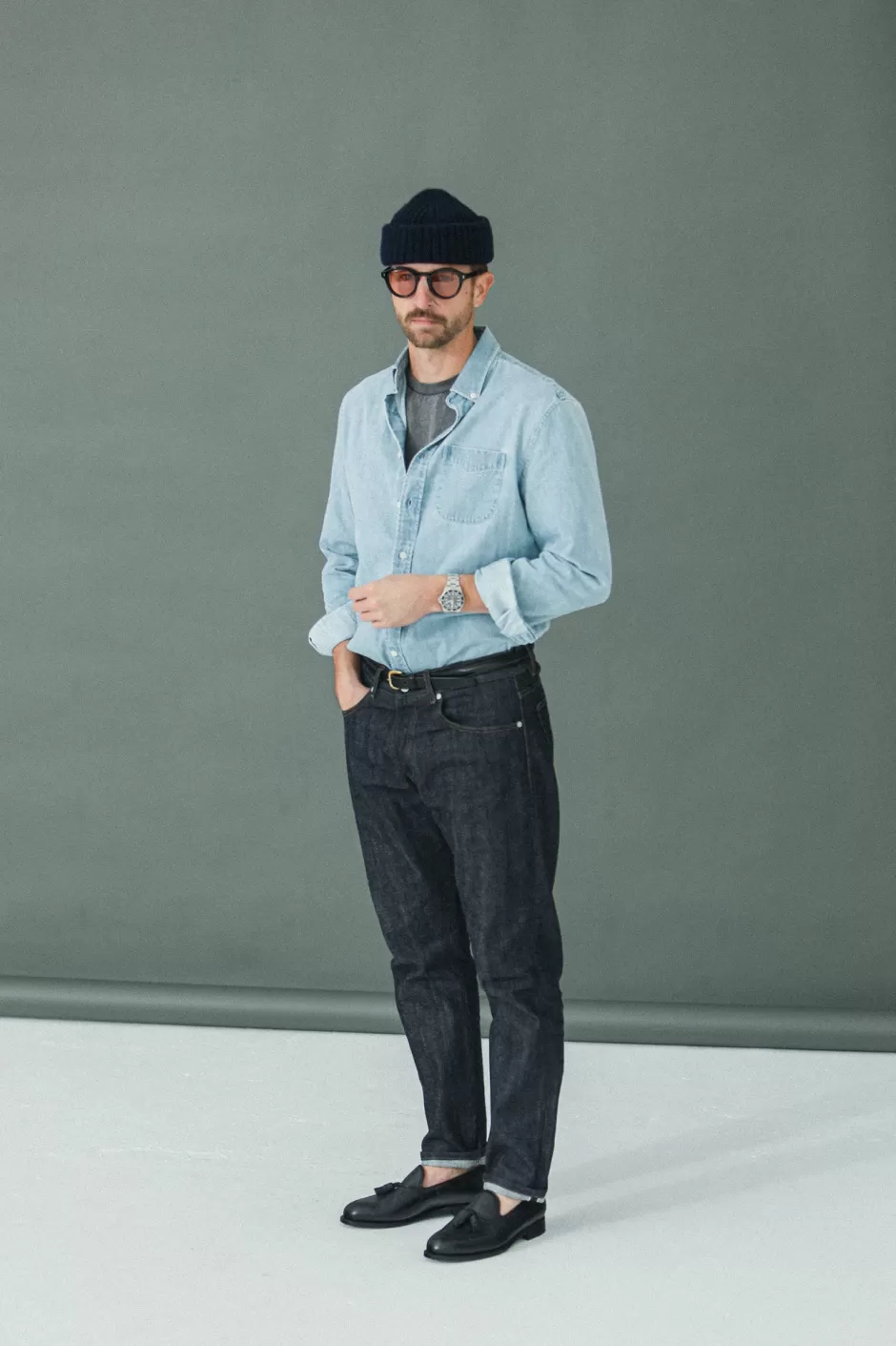 Shop Drapeau Noir Jean Japanese Selvedge Brut - Tapered Fit Indigo