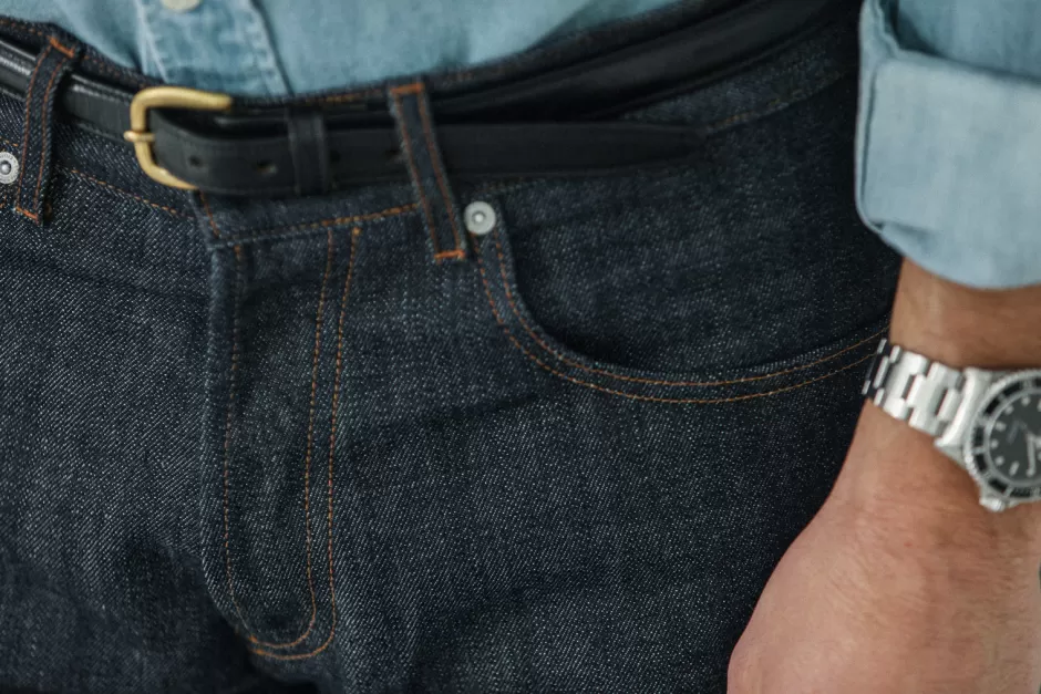 Shop Drapeau Noir Jean Japanese Selvedge Brut - Tapered Fit Indigo
