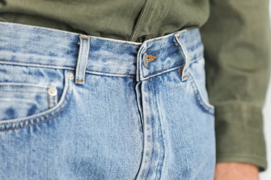 Best Sale Drapeau Noir Jean Kurabo Selvedge Bleached Light Blue