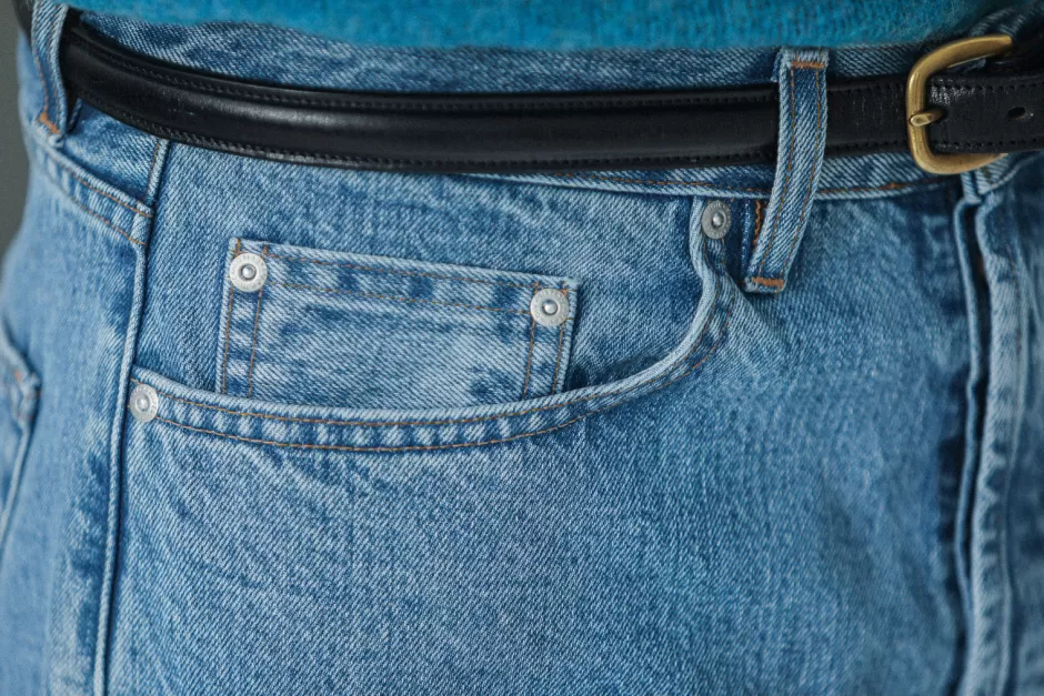 Hot Drapeau Noir Jean Selvedge blue bleach - Comfort Fit