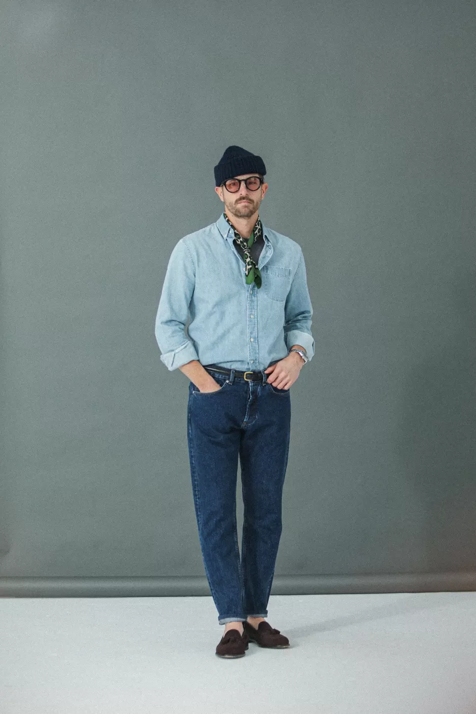 Cheap Drapeau Noir Jean Selvedge Blue Stonewash - Tapered Fit Bleu