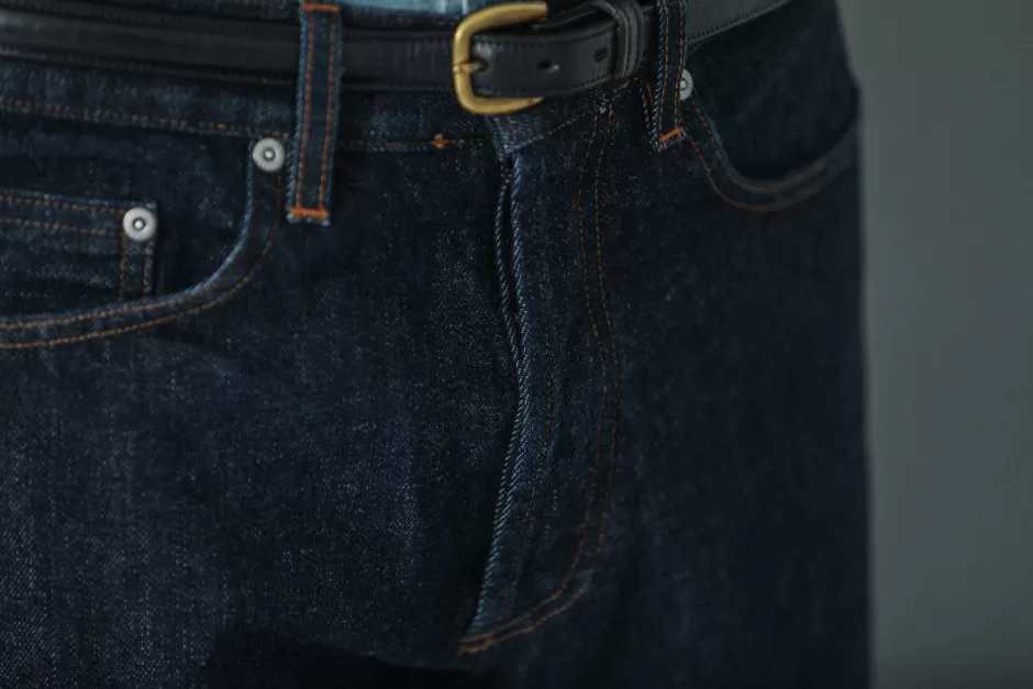 Outlet Drapeau Noir Jean Selvedge Japonais - Athletic Fit Indigo