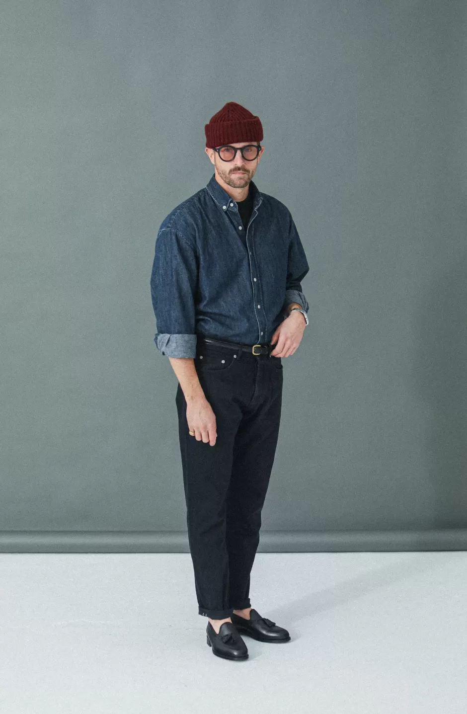 Shop Drapeau Noir Jean Selvedge - Athletic Fit Noir