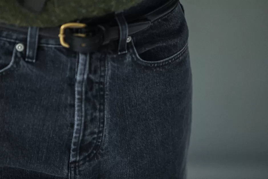 Outlet Drapeau Noir Jean Selvedge Noir Stonewash - Comfort Fit
