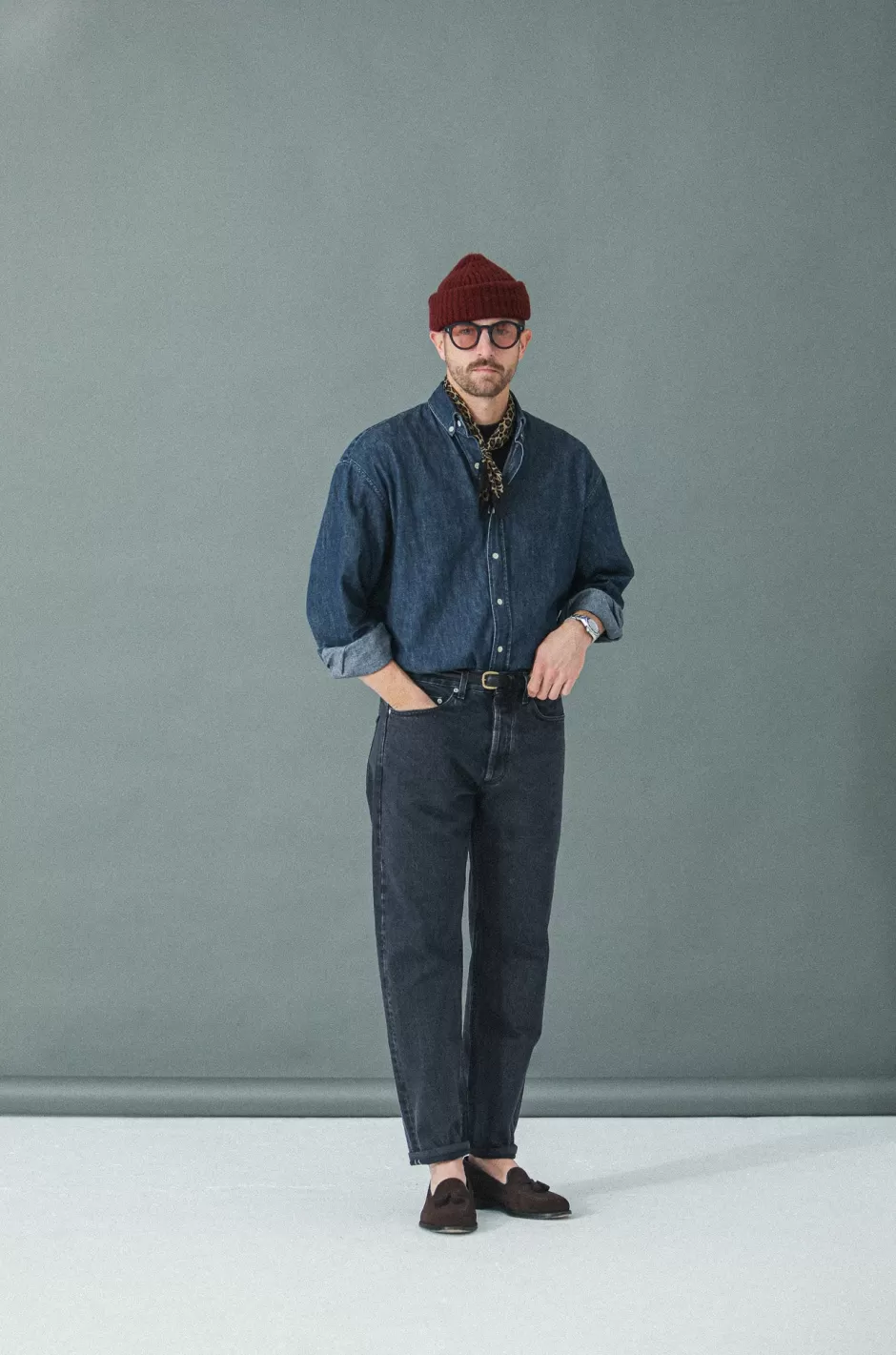 Shop Drapeau Noir Jean Selvedge Noir Stonewash - Athletic Fit