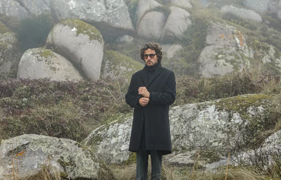 Best Sale Drapeau Noir Manteau Long Laine & Cachemire Noir Black