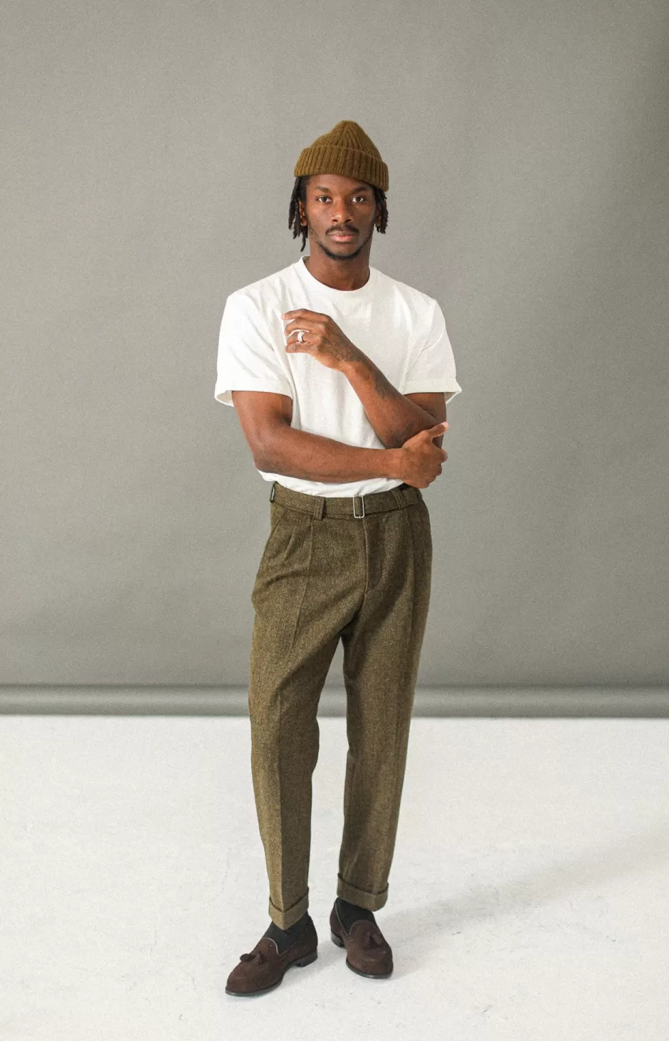Online Drapeau Noir Pantalon à double pince Chevrons Kaki