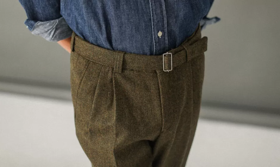 Online Drapeau Noir Pantalon à double pince Chevrons Kaki