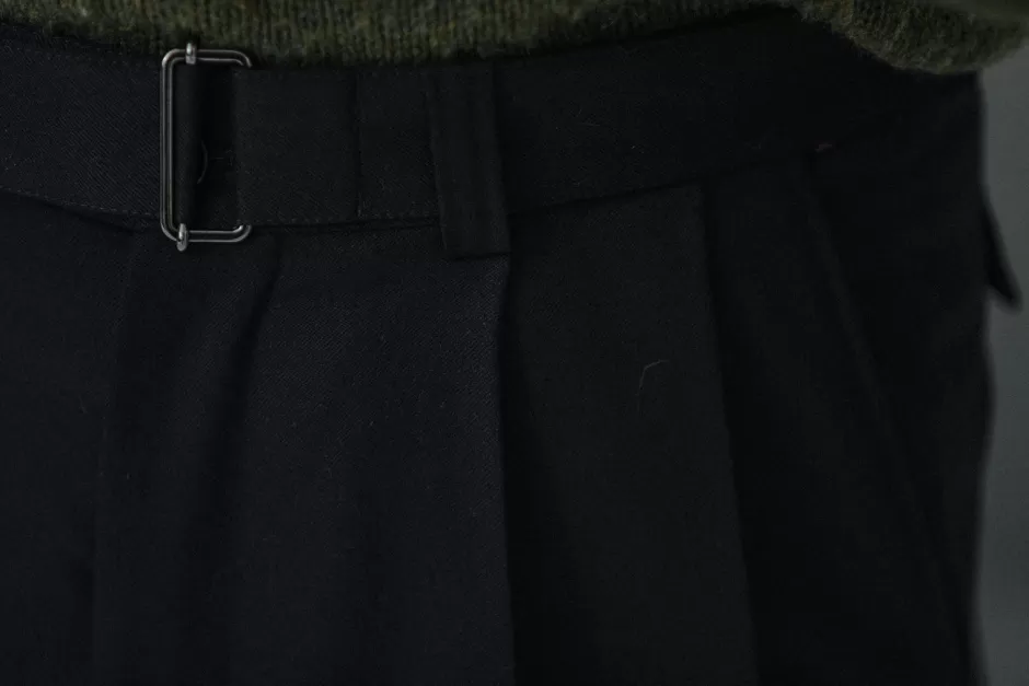 Best Sale Drapeau Noir Pantalon Double Pince Flanelle - Coupe Balloon Noir