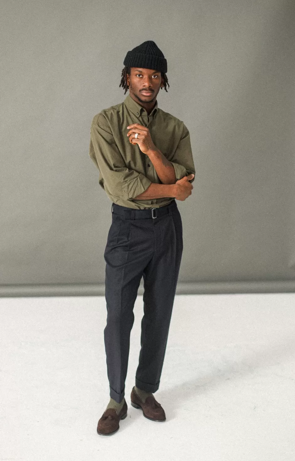 Best Drapeau Noir Pantalon Flanelle à double pinces - Marine Navy
