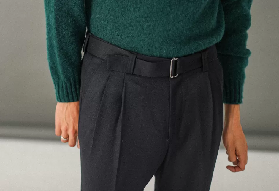 Best Drapeau Noir Pantalon Flanelle à double pinces - Marine Navy