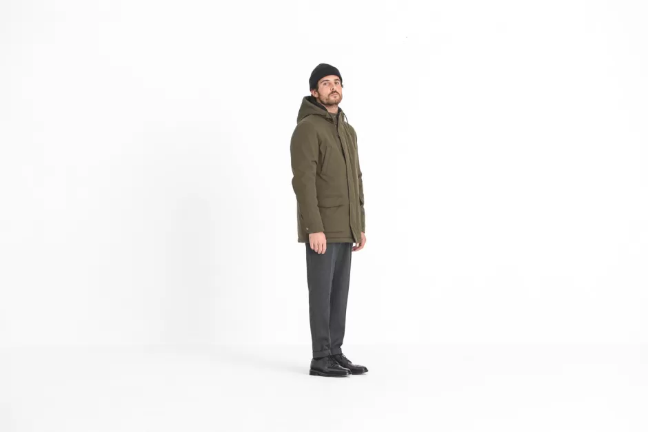 Store Drapeau Noir Parka Classique Imperméable Khaki
