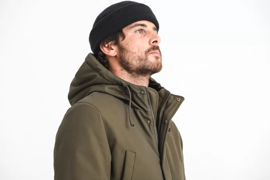 Store Drapeau Noir Parka Classique Imperméable Khaki