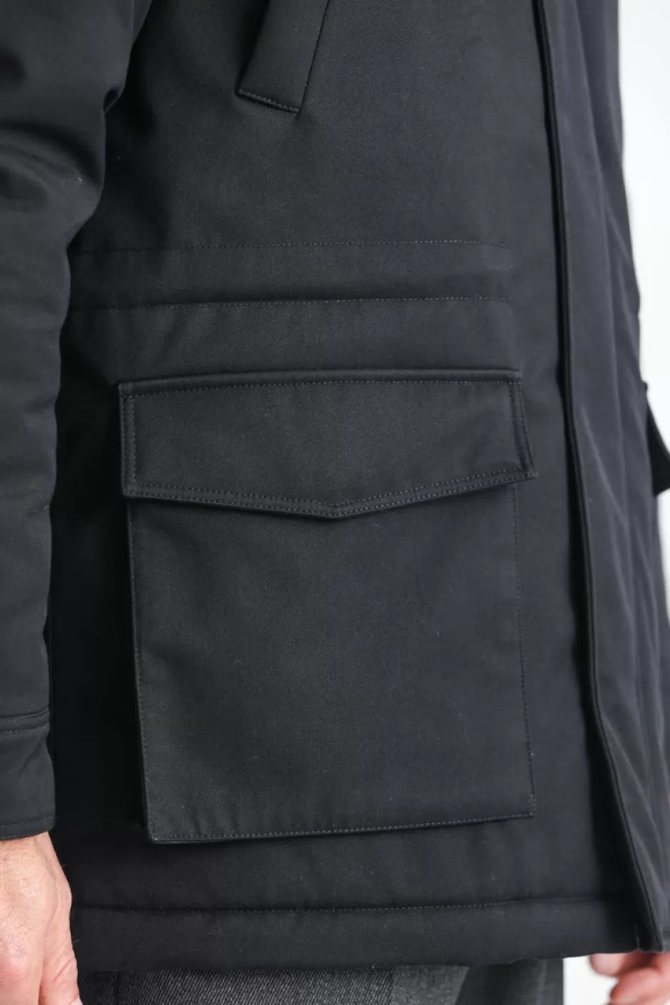 Best Drapeau Noir Parka Classique Imperméable Marine Navy