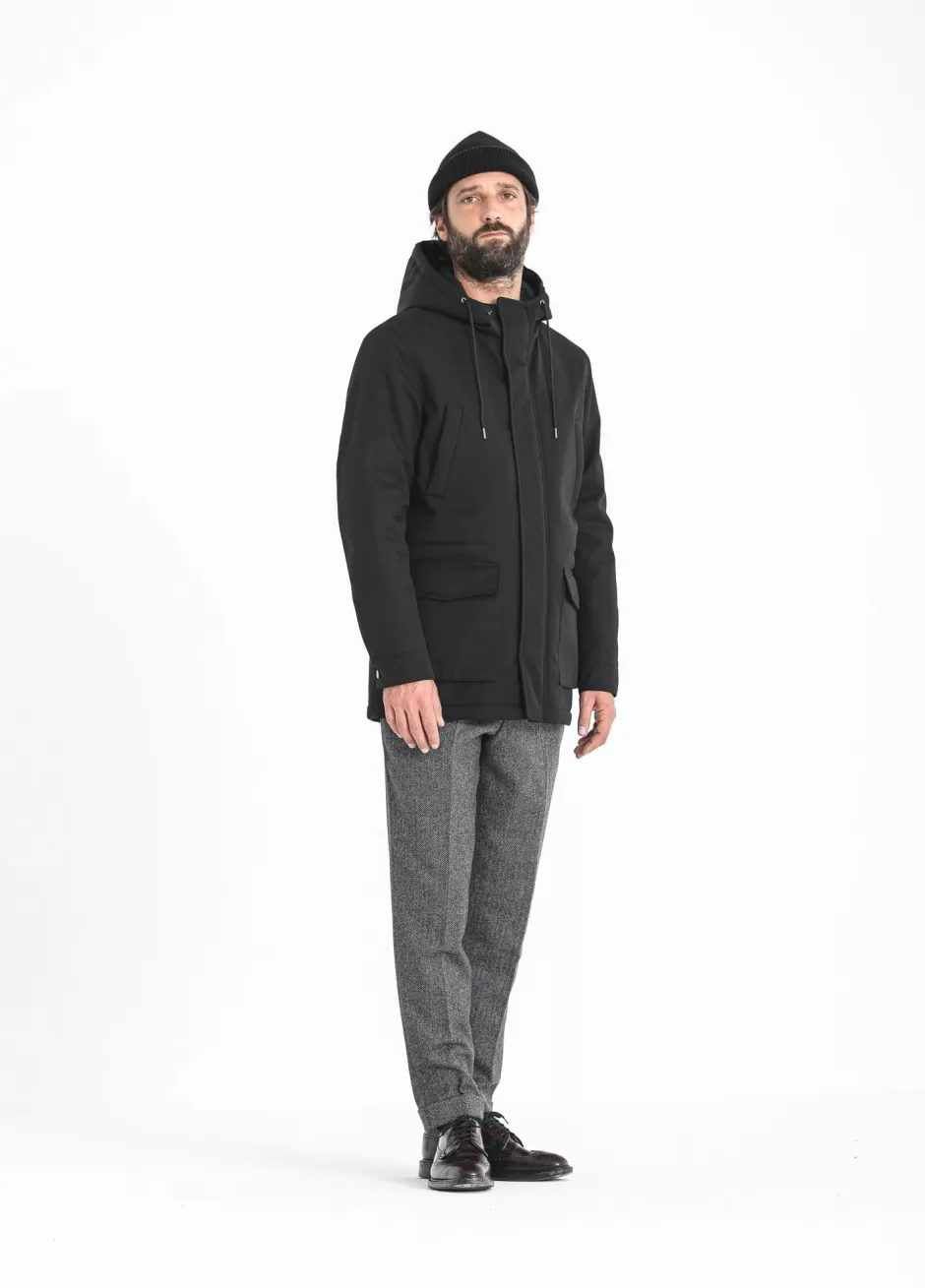 Clearance Drapeau Noir Parka Classique Imperméable e Noir