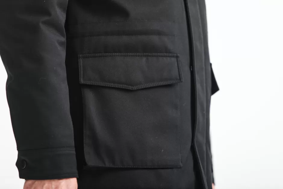 Clearance Drapeau Noir Parka Classique Imperméable e Noir