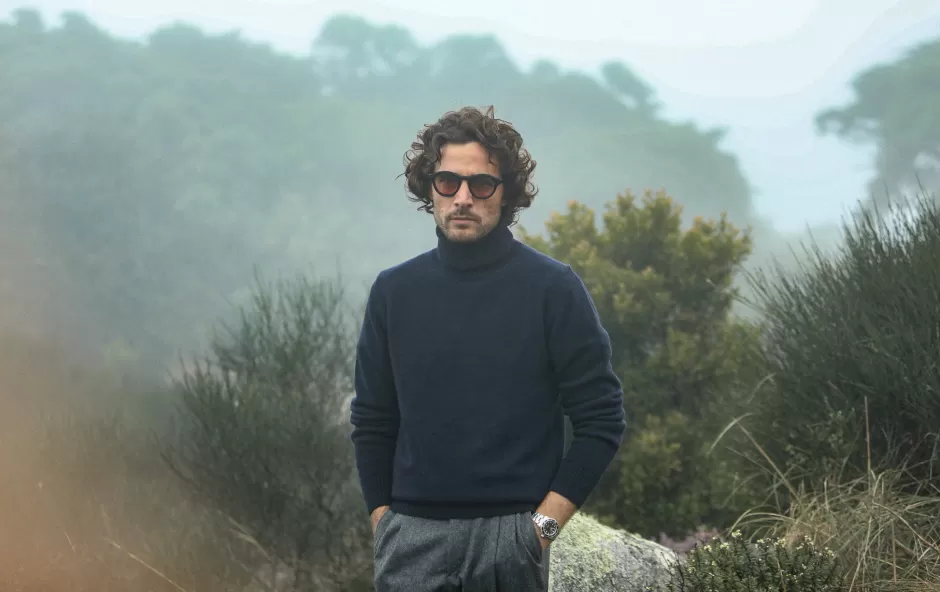 Best Drapeau Noir Pull Col Roulé Pure Laine Marine Navy