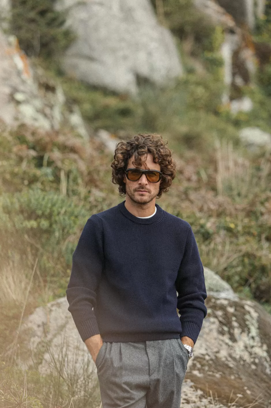 New Drapeau Noir Pull Fisherman Lambswool Navy