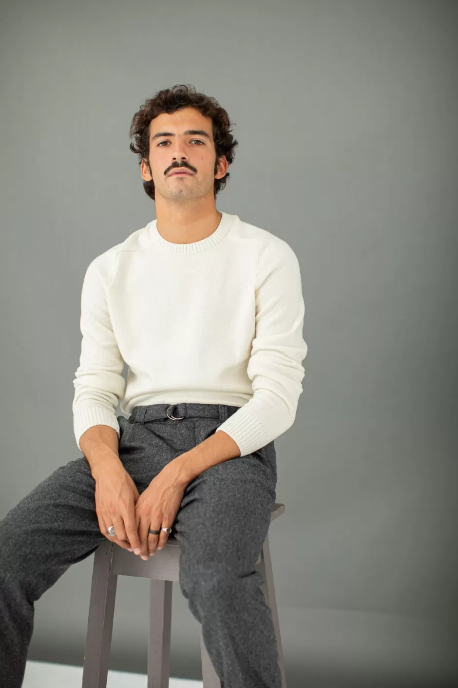 Cheap Drapeau Noir Pull manches marteau Laine Crème