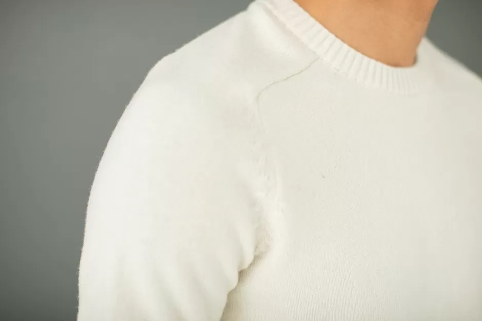 Cheap Drapeau Noir Pull manches marteau Laine Crème