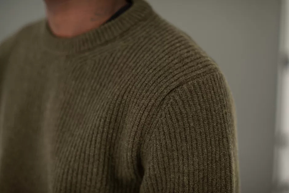 Fashion Drapeau Noir Pull Militaire Lambswool Khaki