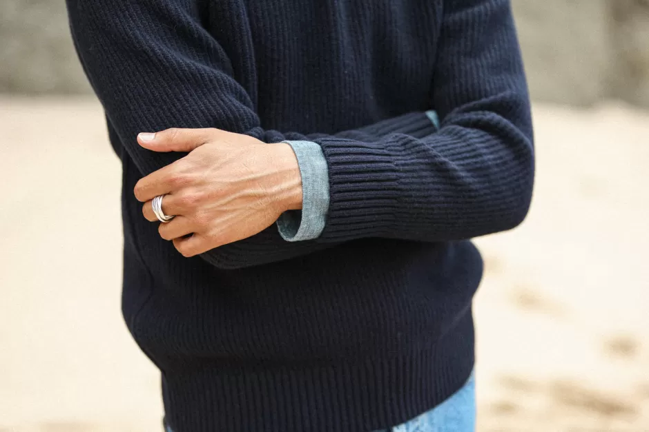 Flash Sale Drapeau Noir Pull Militaire Lambswool Navy