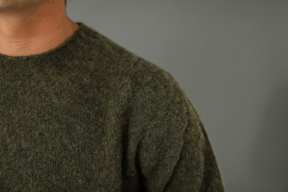 Best Sale Drapeau Noir Pull Shetland "Shaggy" Khaki Loden