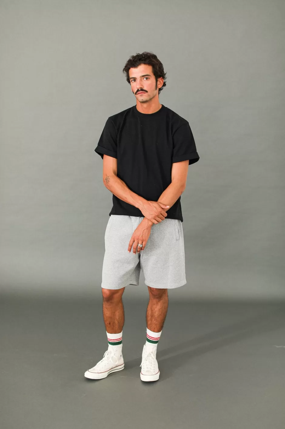 Discount Drapeau Noir Short Molleton Vintage Gris
