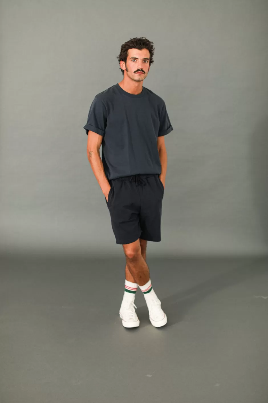 Discount Drapeau Noir Short Molleton Vintage Marine Navy